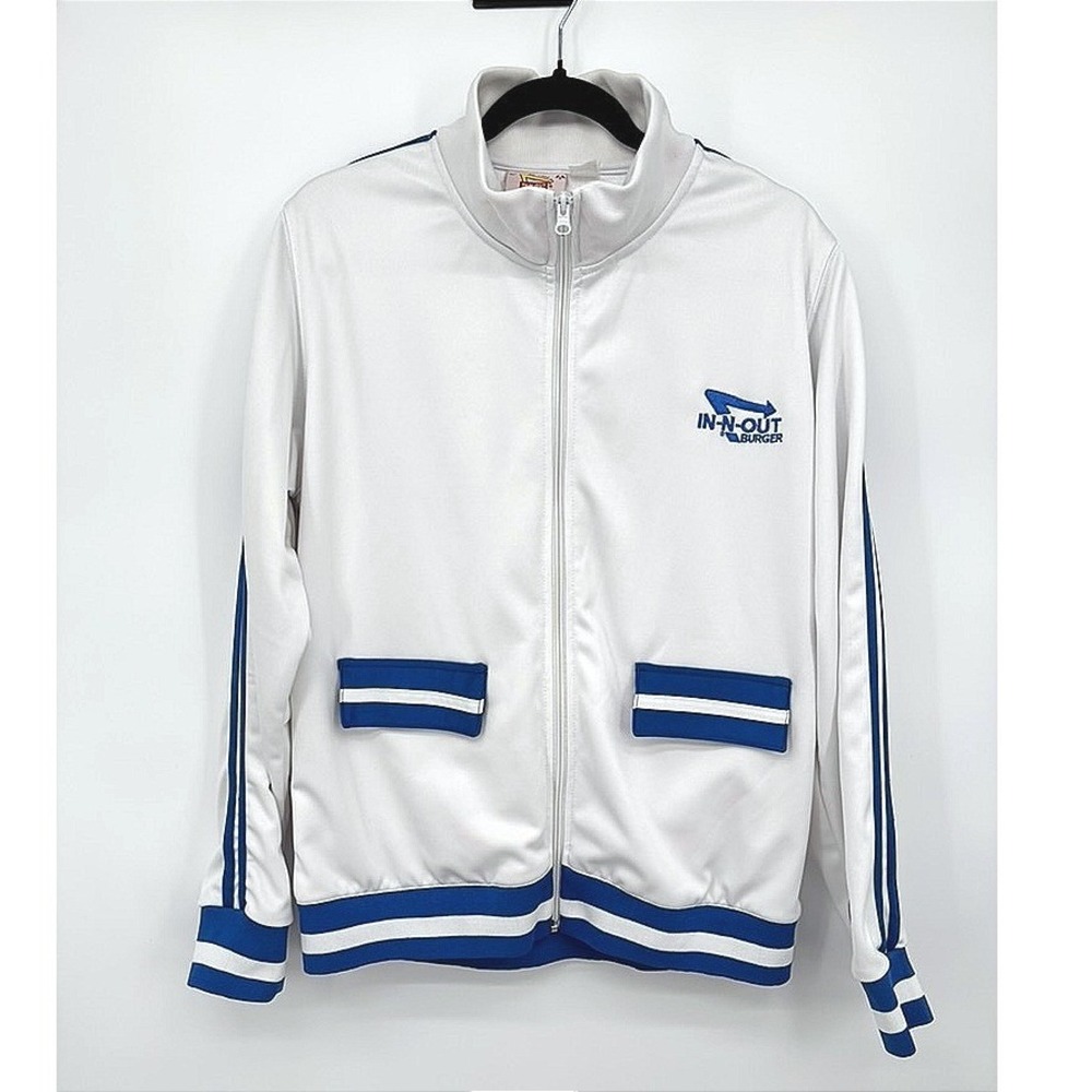 In-N-Out Burger Track Jacket White Blue Full Zip Logo Mens Large